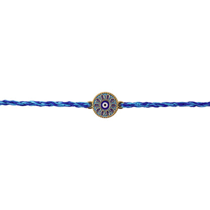 Blue Evil Eye Round Fancy Dori Rakhi for Brother (1 Pc)
