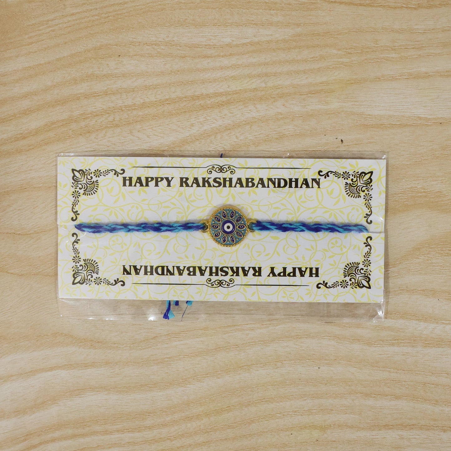 Blue Evil Eye Round Fancy Dori Rakhi for Brother (1 Pc)
