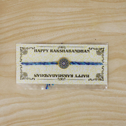 Blue Evil Eye Round Fancy Dori Rakhi for Brother (1 Pc)