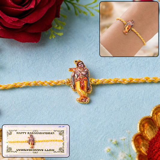Krishna Flute Charm Fancy Dori Rakhi for Brother (1 Pc)