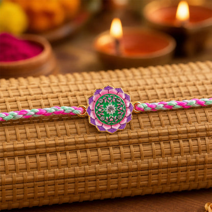 Colorful Floral Charm Fancy Dori Rakhi for Brother (1 Pc)