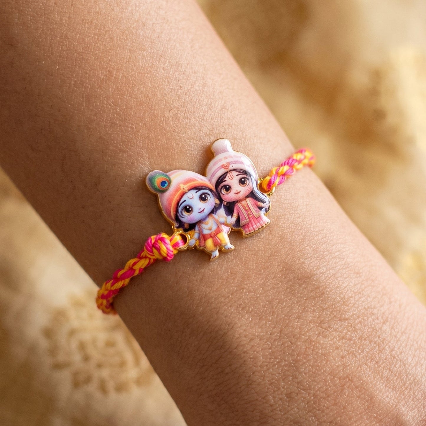 Lightweight and stylish Radha Krishna dori rakhi
