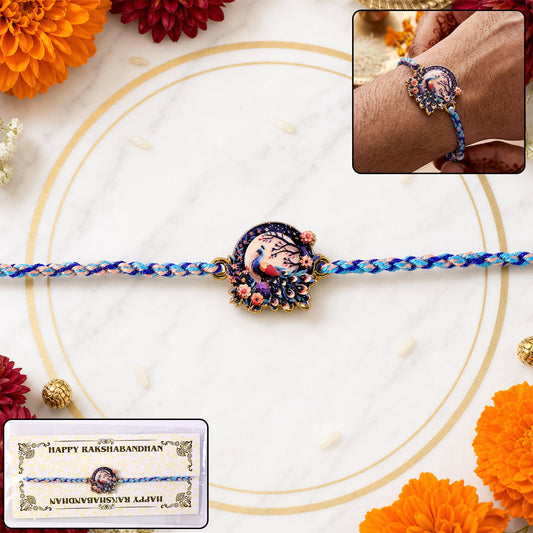 Peacock Floral Charm Fancy Dori Rakhi for Brother (1 Pc)