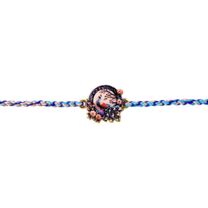 Peacock Floral Charm Fancy Dori Rakhi tied with decorative thread