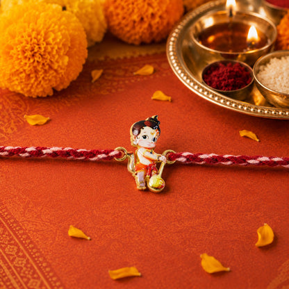 Top view of Cute Bal Hanuman Fancy Dori Rakhi display