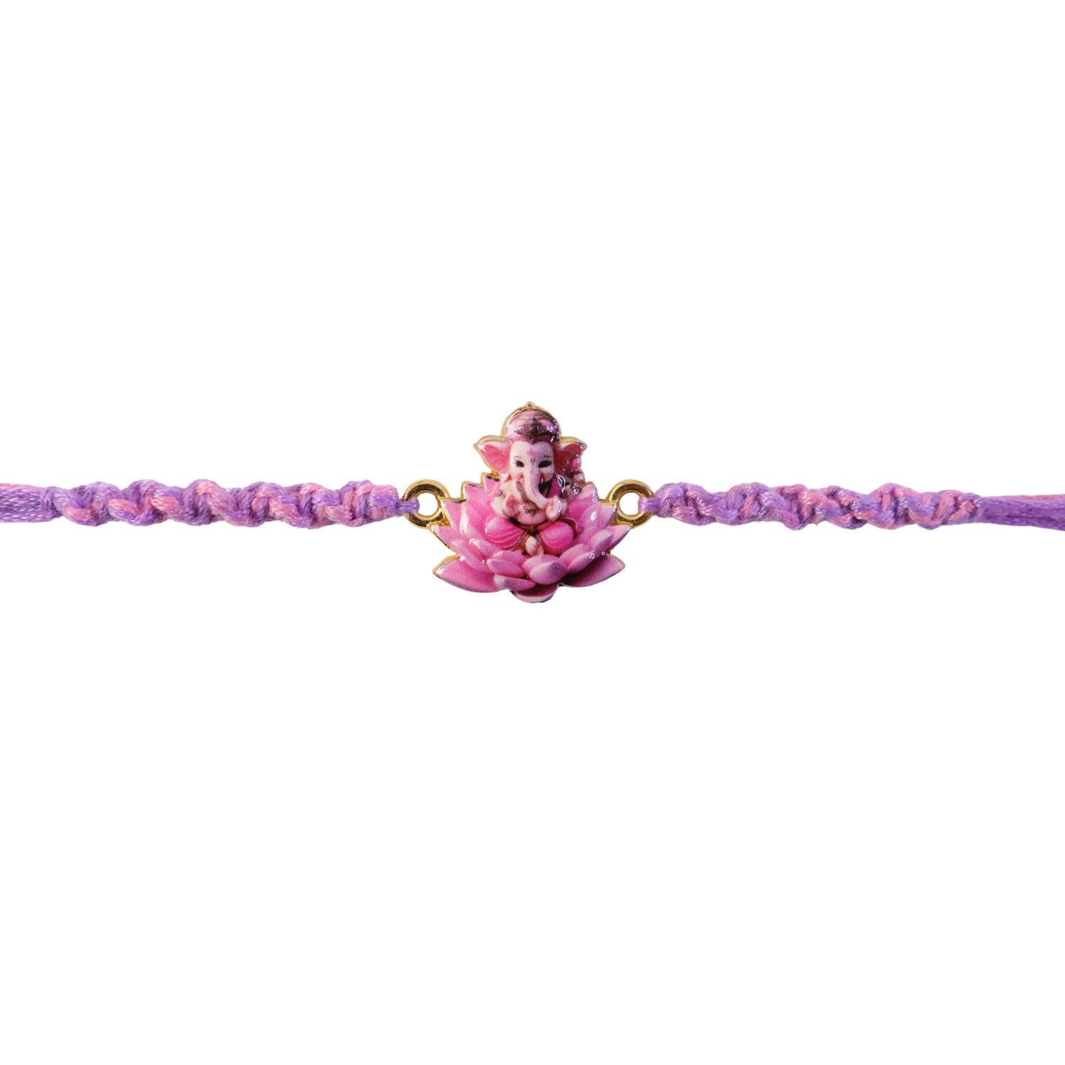Pink Lotus Ganesh Fancy Dori Rakhi - with festive wrapping