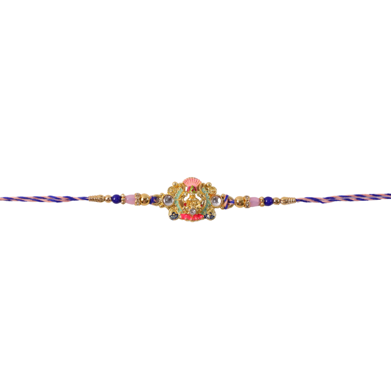 Side view of traditional and stylish Goddess charm rakhi
