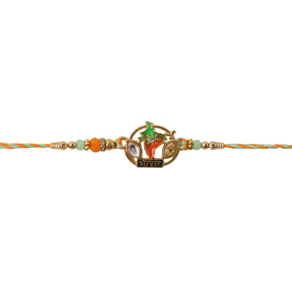 Bharat India Map Charm rakhi tied on wrist