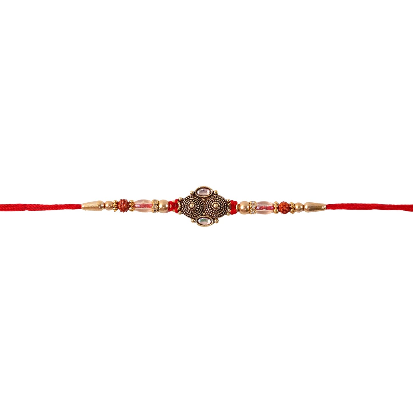 Festive Traditional Rudraksha Rakhi on wrist