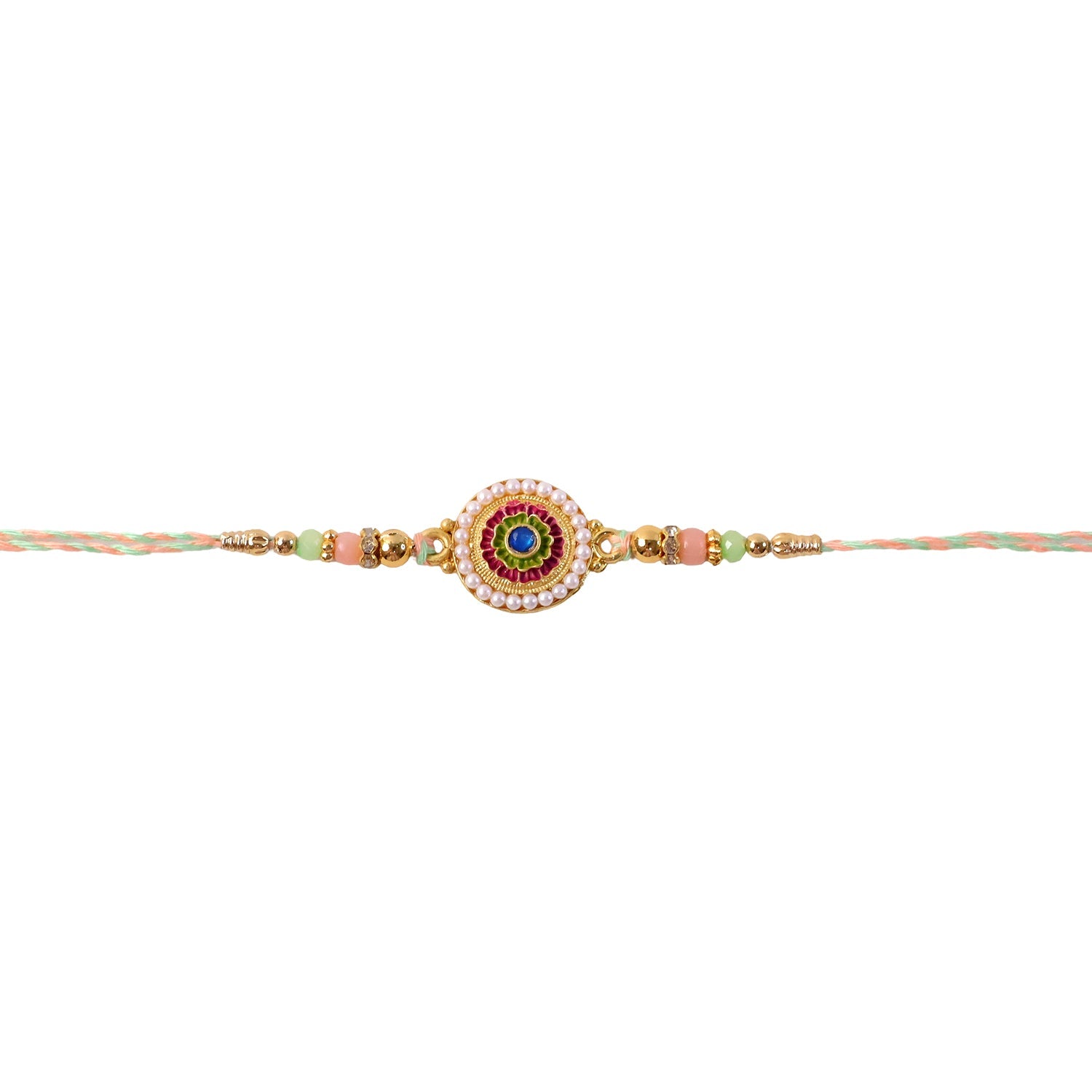 Rakhi with decorative beads and thread