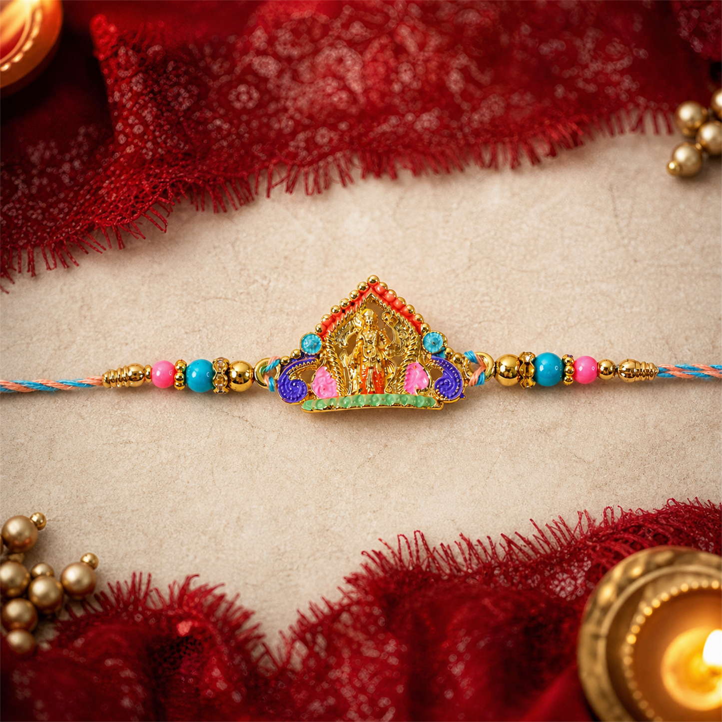 Elegant rakhi with colorful bead detailing
