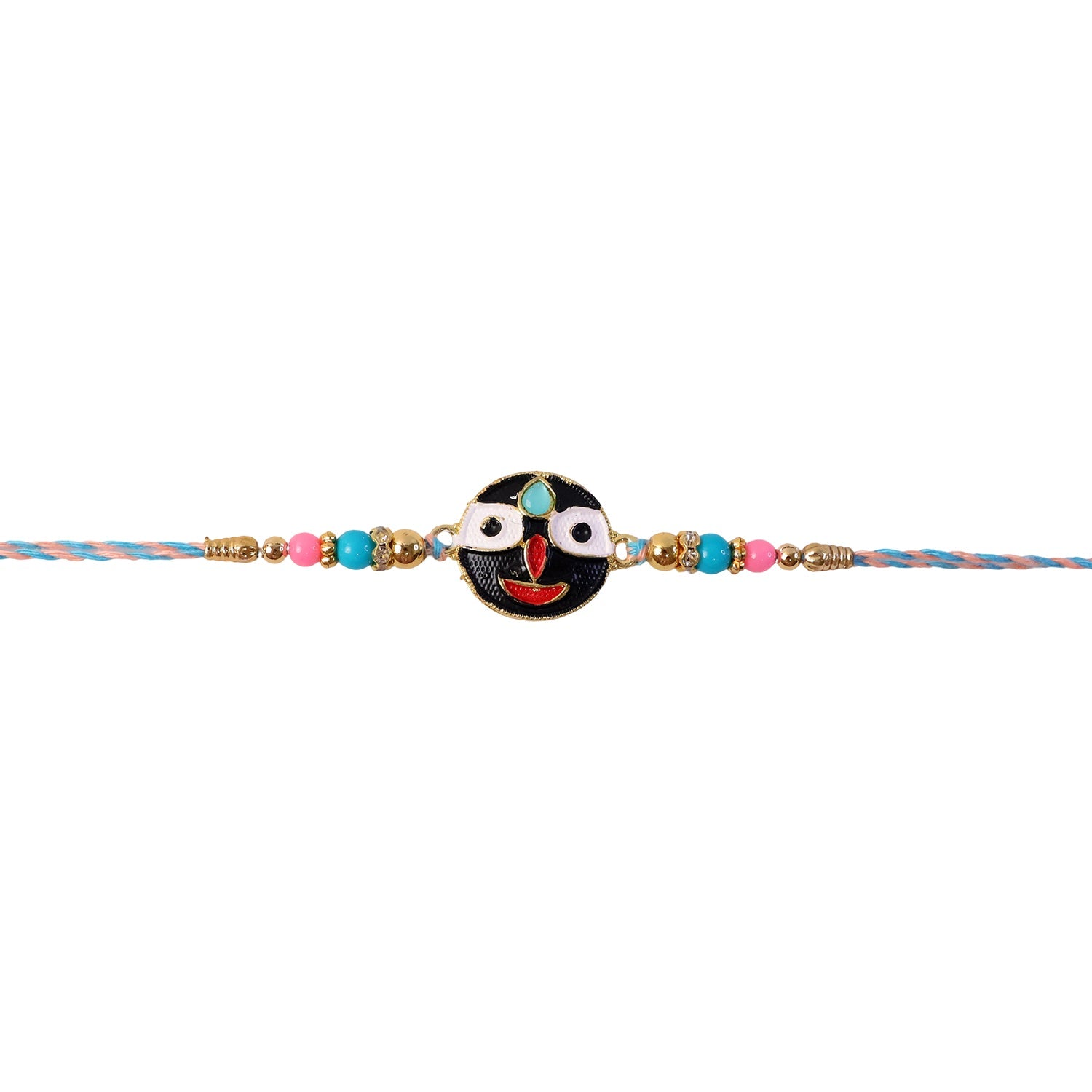 Beautiful deity face rakhi with beads ready for Raksha Bandhan