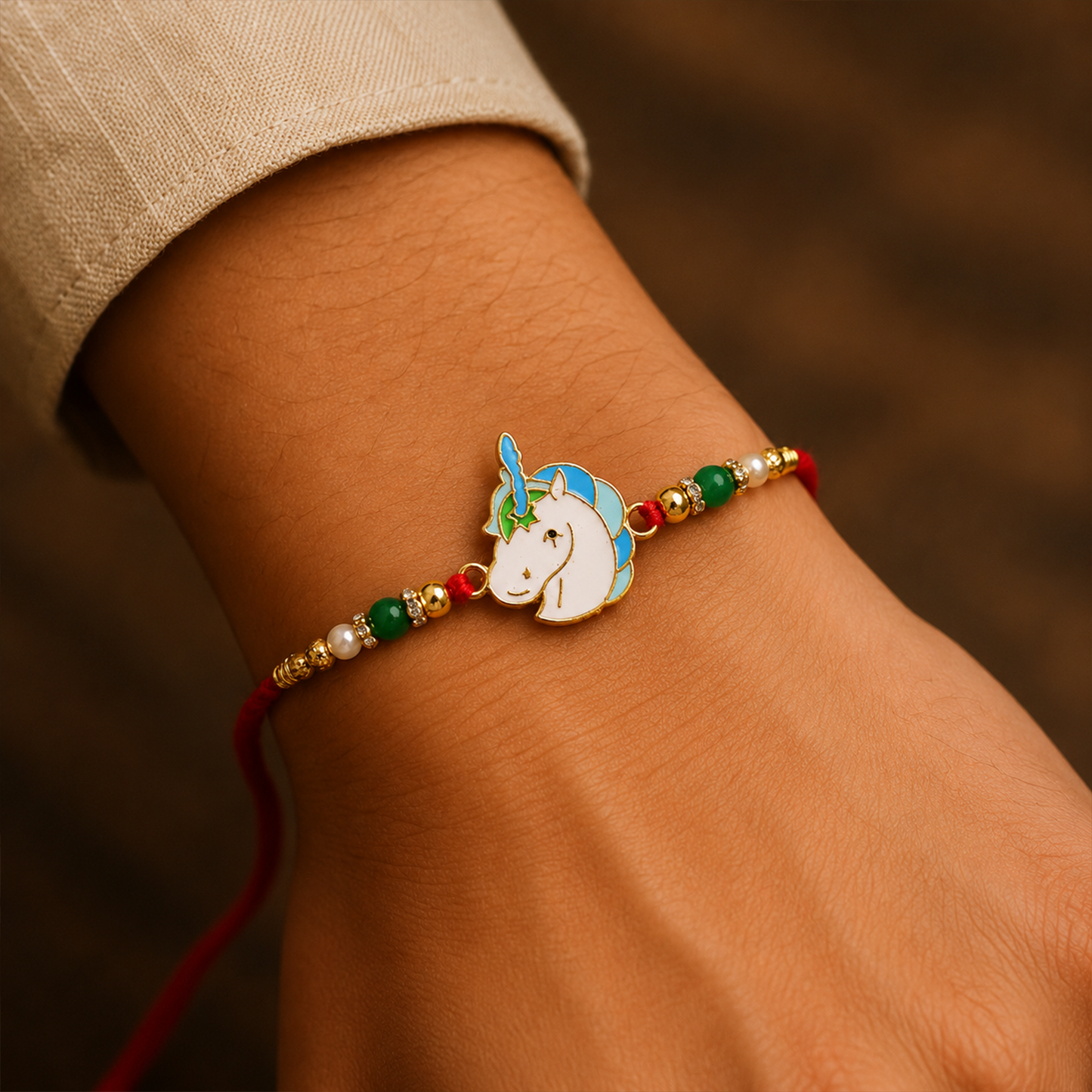 Stylish Cute Unicorn Rakhi with decorative beads