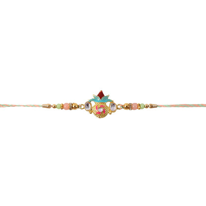 Festive Kalash Kundan Rakhi with colorful beads