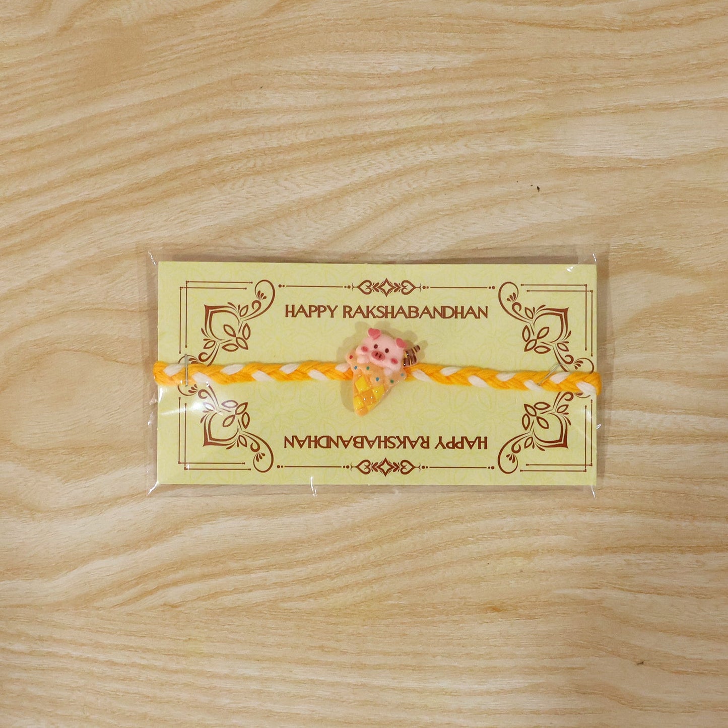 Lightweight Cute Pig Ice Cream Fancy Dori Rakhi with neat finishing