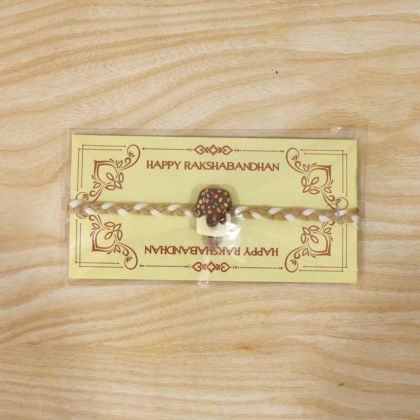 Chocolate Ice Cream Bar Fancy Dori Rakhi tied and ready to gift