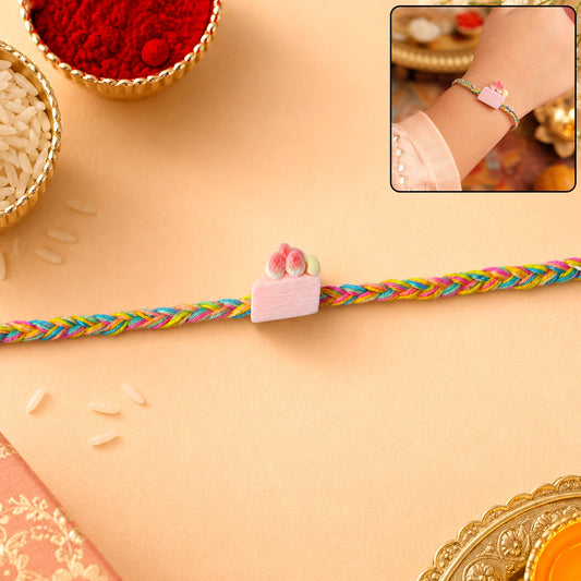 Strawberry Cake Charm Fancy Dori Rakhi for Brother (1 Pc)