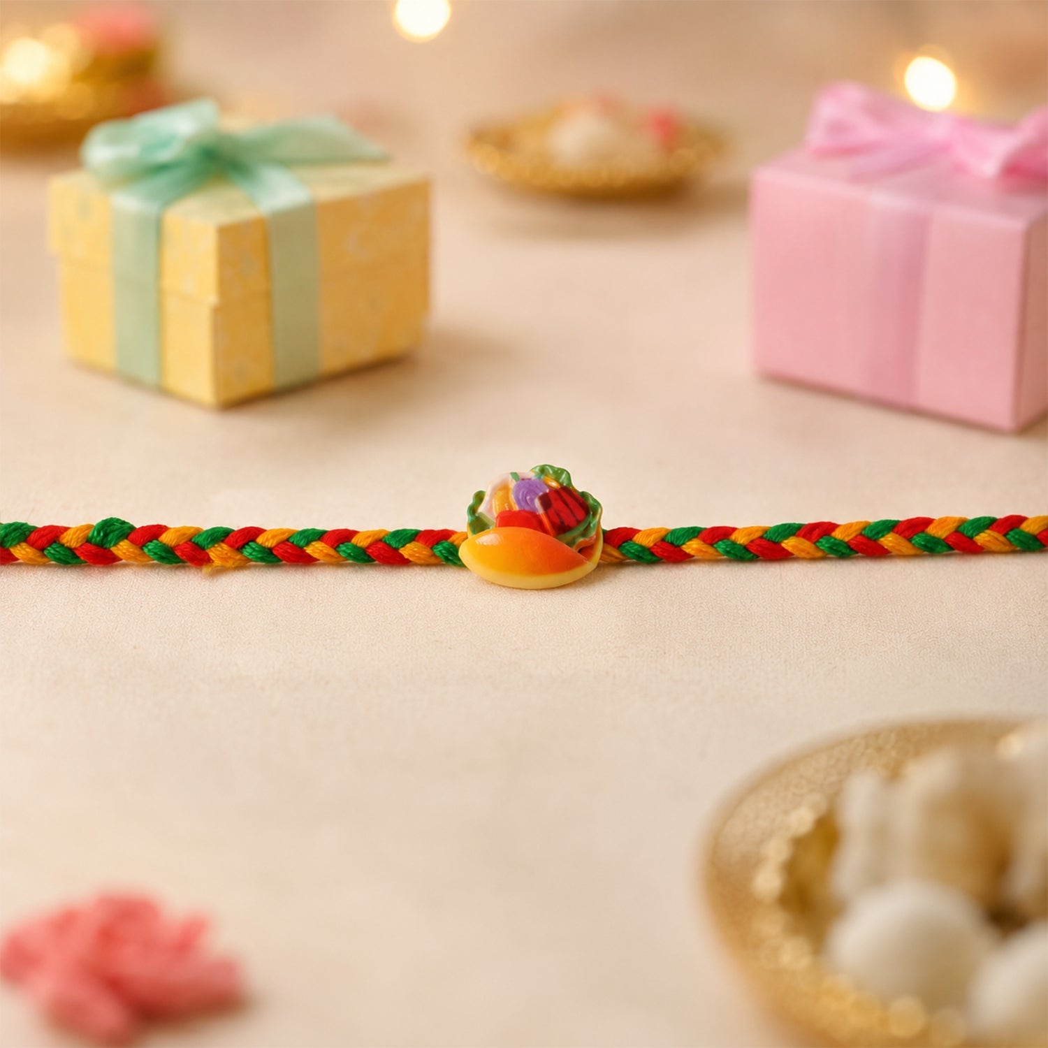 Colorful Fruit Fancy Dori Rakhi for Brother – Stylish & Lightweight