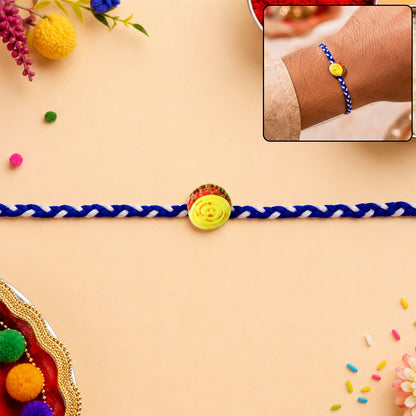 Yellow Sweet Dessert Fancy Dori Rakhi front view