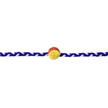 Yellow Sweet Dessert Fancy Dori Rakhi tied and ready to wear