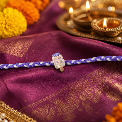 Side angle of ice cream themed dori rakhi