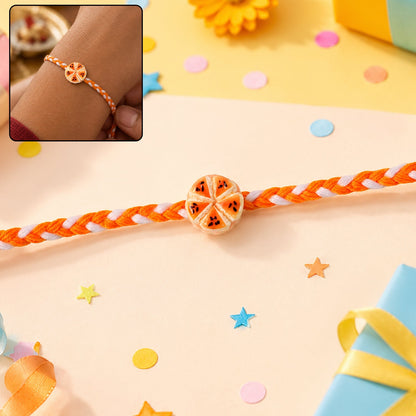 Orange Slice Charm Designer Rakhi front view