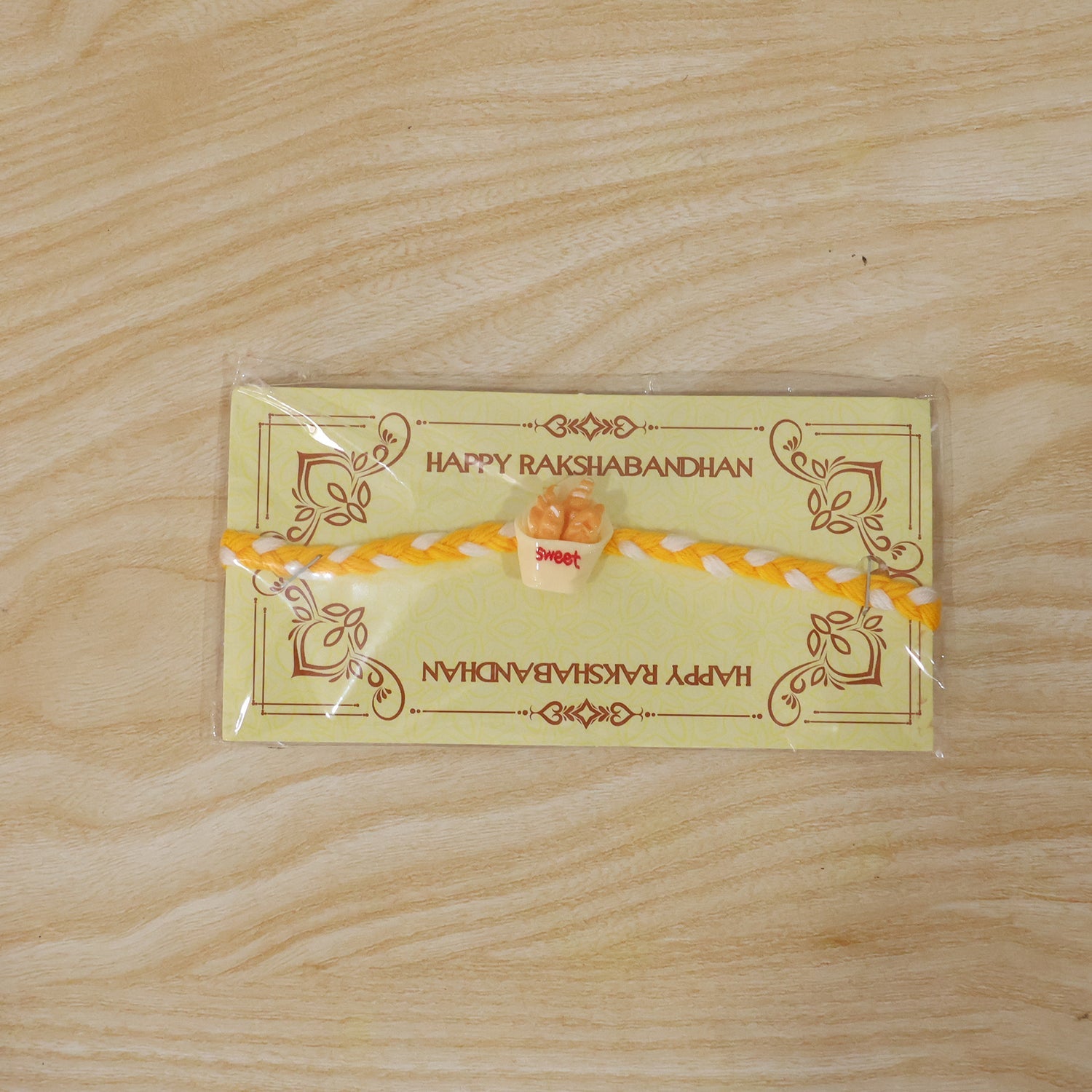 Sweet Fries Cup Fancy Dori Rakhi tied and ready to wear