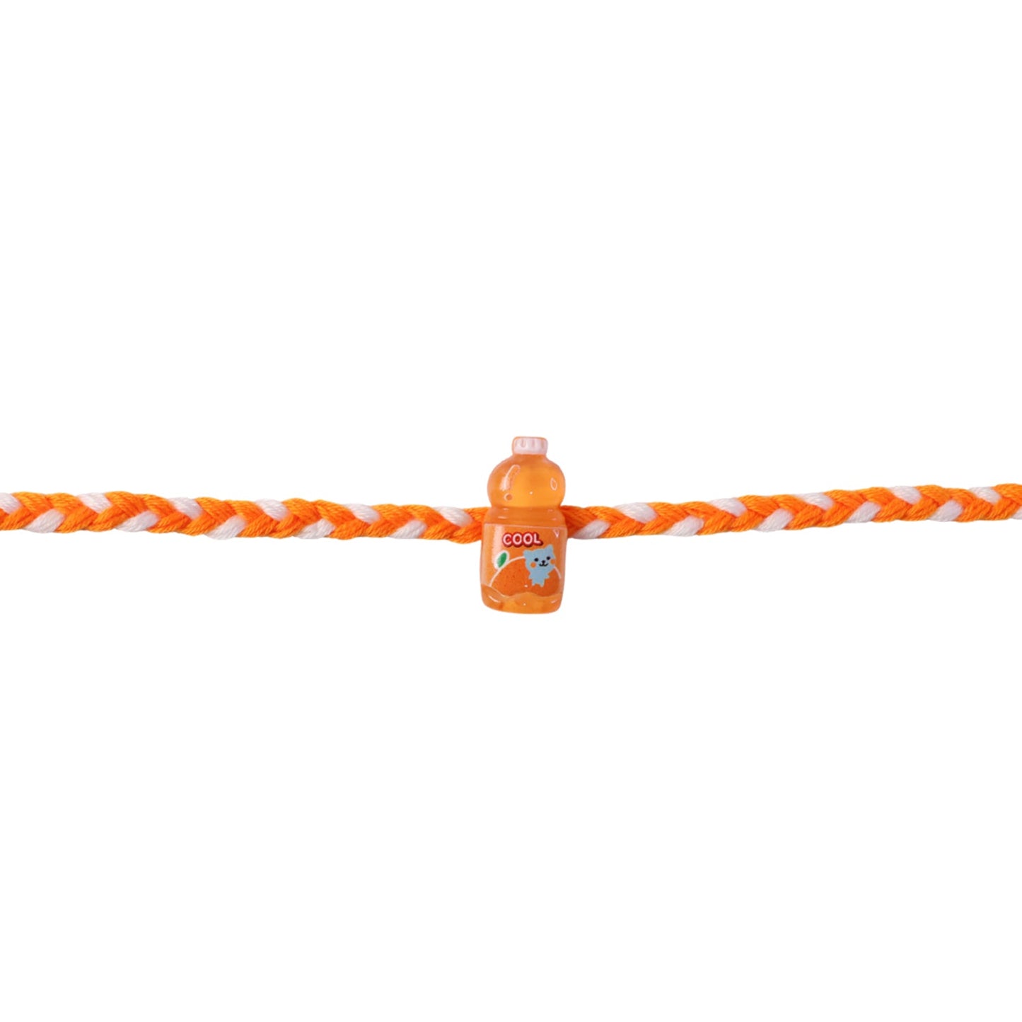 Detailed look at elegant finish of fancy drink bottle charm rakhi