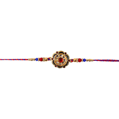 Rakhi with floral round charm and bead details