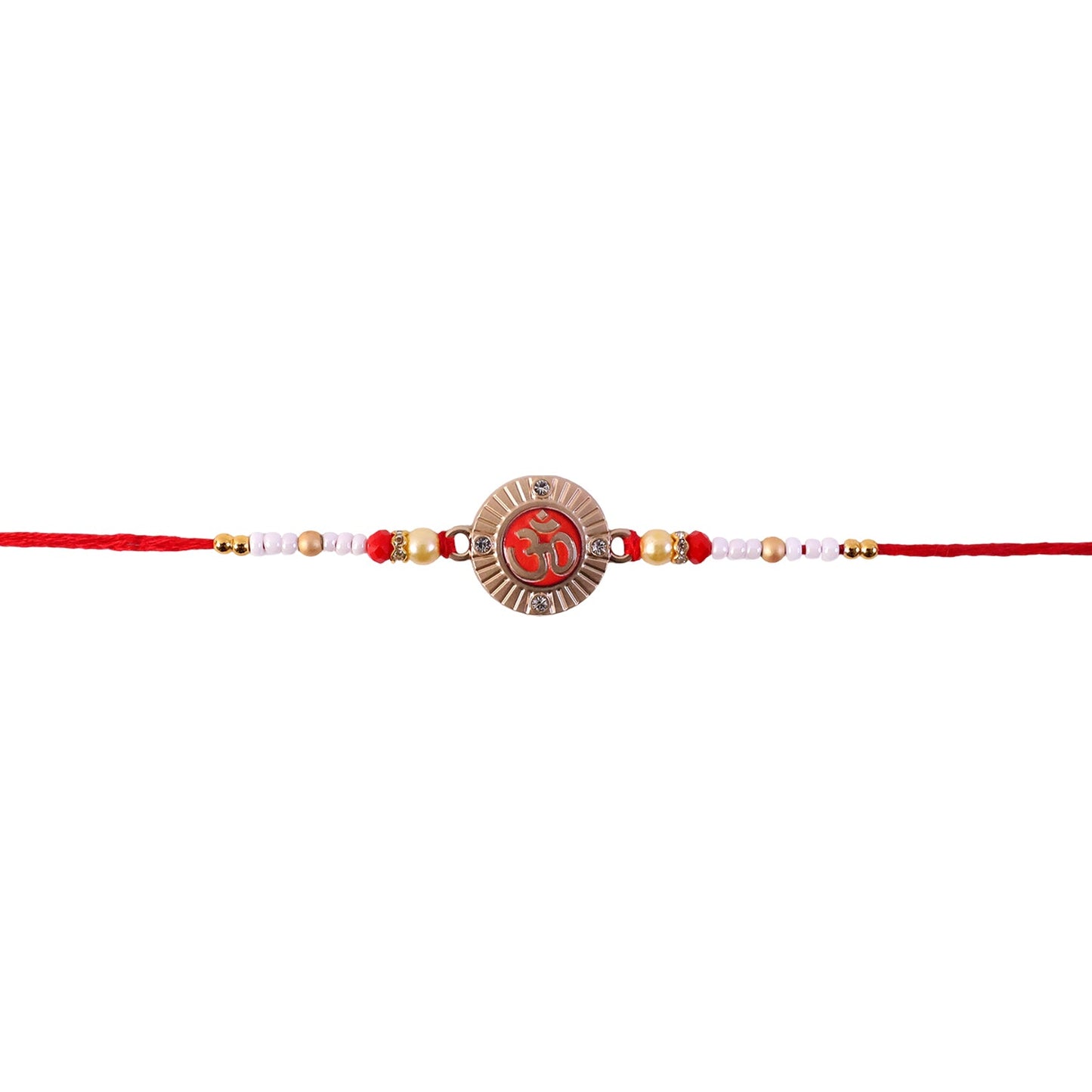 Om charm rakhi on white background