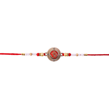 Om charm rakhi on white background