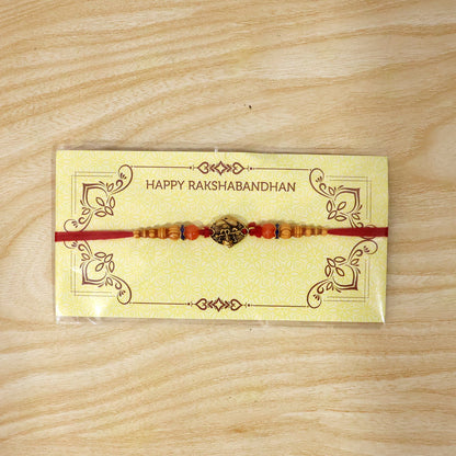 Lightweight antique charm rakhi tied and shown