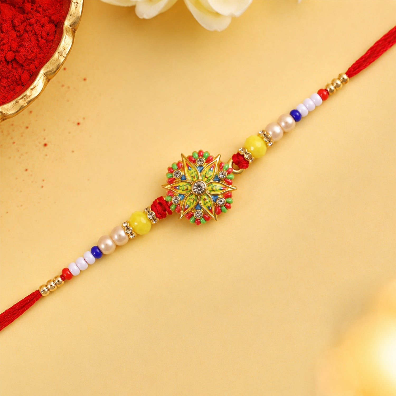 Star Flower Beaded Rakhi detail with beads