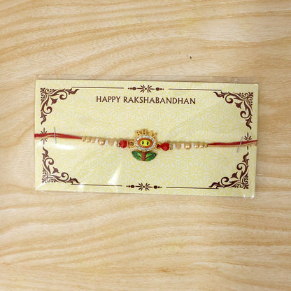 Elegant design details of BHAI Smiley Flower Charm Rakhi
