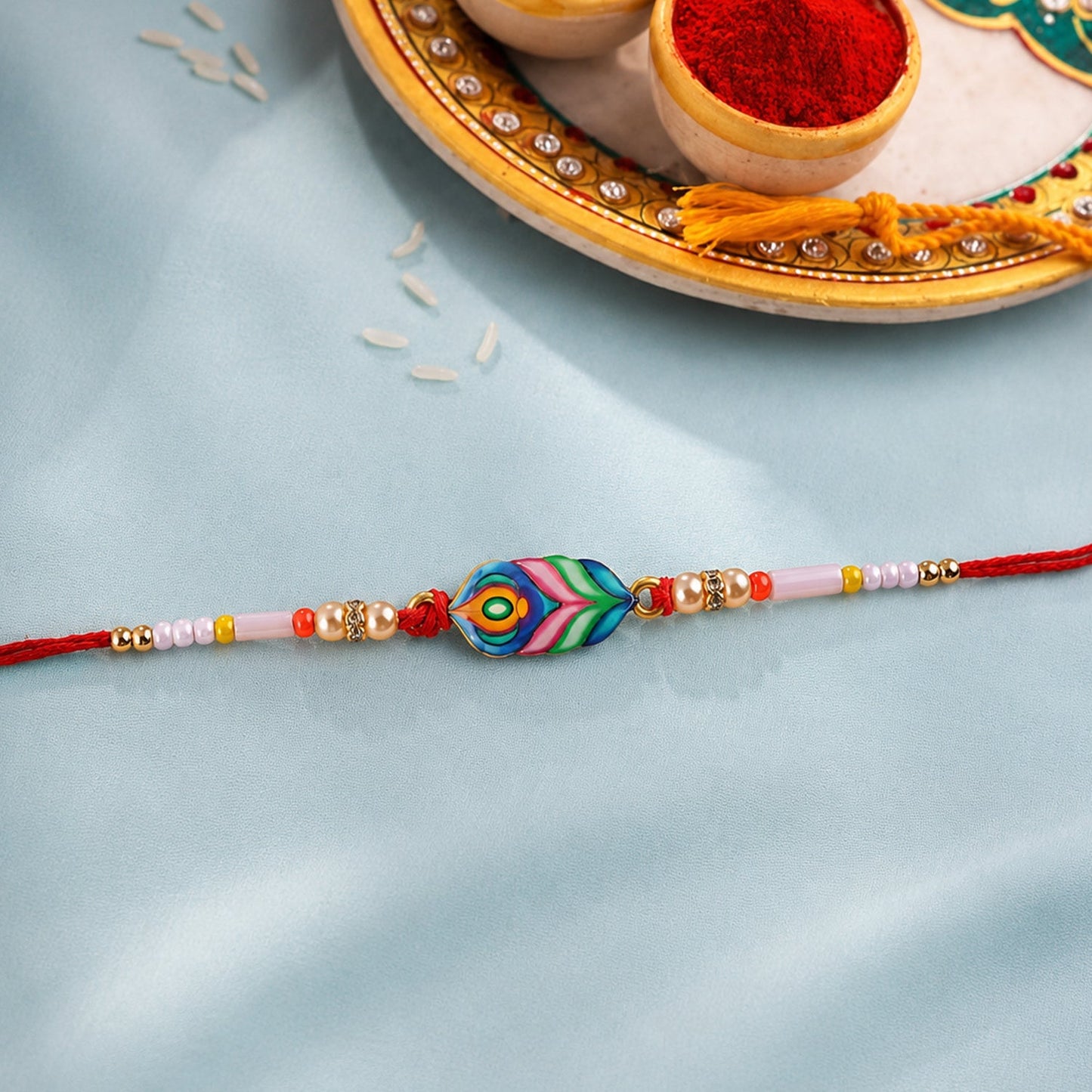 Colorful rakhi with neat finishing and traditional charm