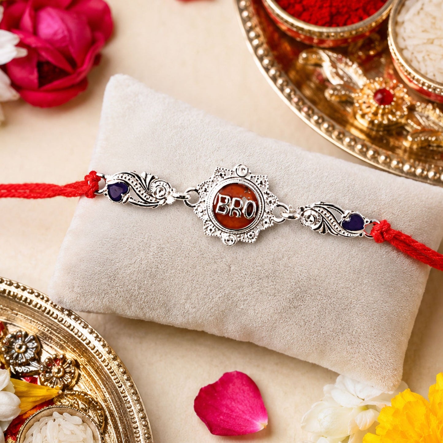 BRO Charm With Red Thread Rakhi for Brother (1 Pc)