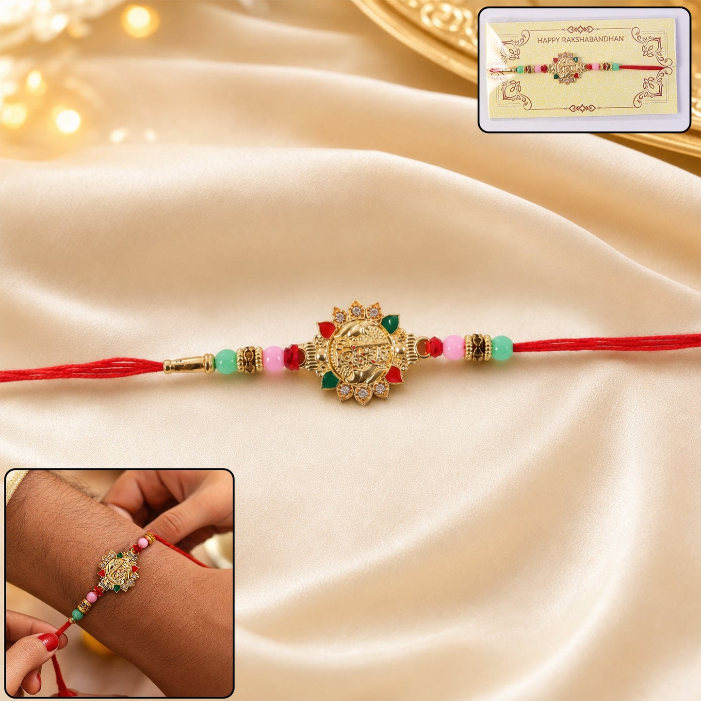 Veera Charm With Beads Rakhi for Brother (1 Pc)