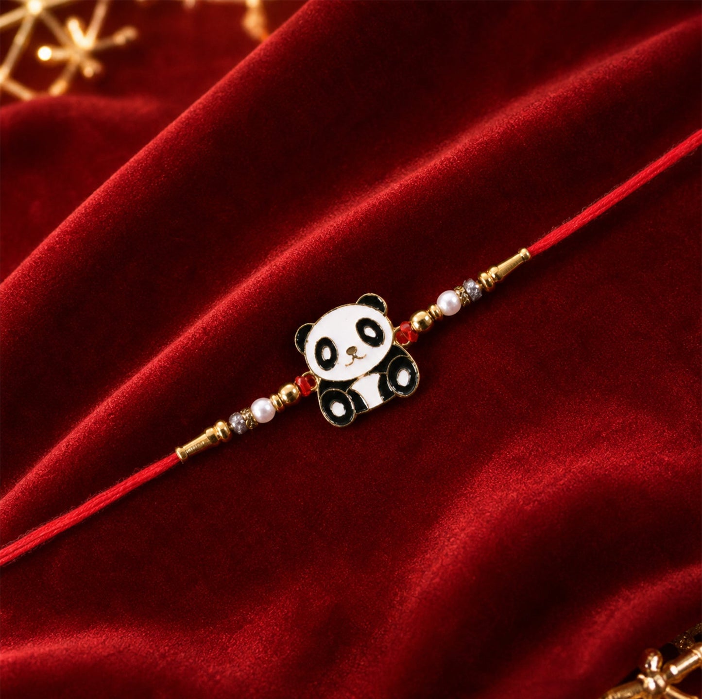 Cute Panda Charm With Pearl Beads Kids Rakhi for Brother (1 Pc)