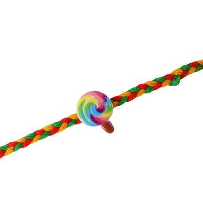 Cute Candy Charm Braided Thread Rakhi for Brother (1 Pc)