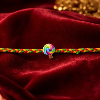 Cute Candy Charm Braided Thread Rakhi for Brother (1 Pc)