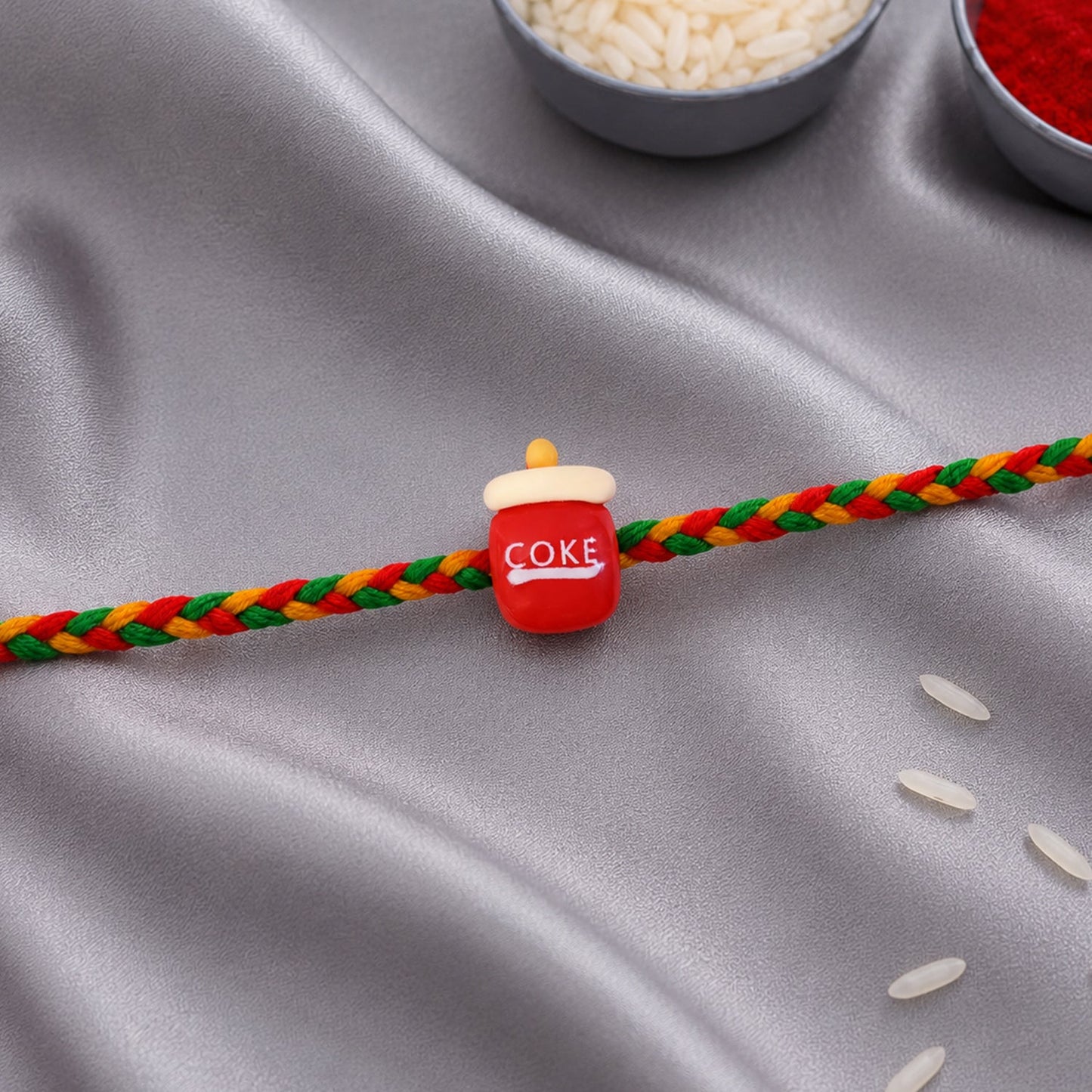 Cute Coke Bottle Charm Braided Thread Kids Rakhi for Brother (1 Pc)