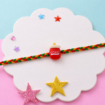 Cute Coke Bottle Charm Braided Thread Kids Rakhi for Brother (1 Pc)