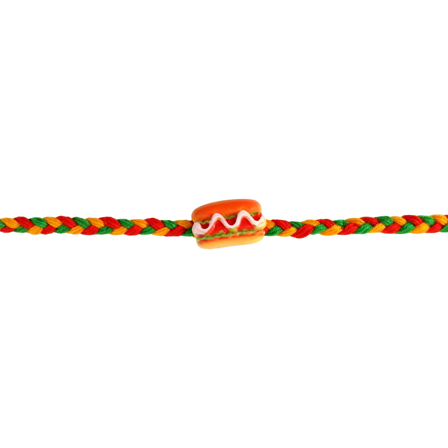 Cute Hot Dog Burger Charm Braided Thread Kids Rakhi for Brother (1 Pc)