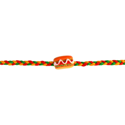 Cute Hot Dog Burger Charm Braided Thread Kids Rakhi for Brother (1 Pc)