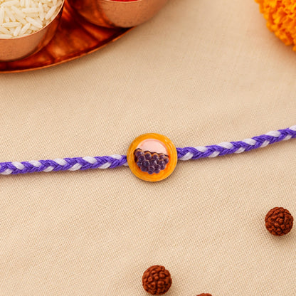 Cute Grapes Basket Charm Braided Thread Kids Rakhi for Brother (1 Pc)