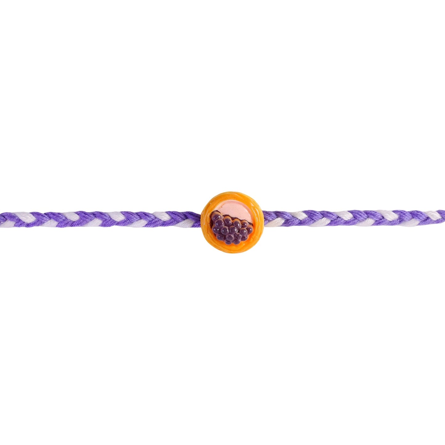 Cute Grapes Basket Charm Braided Thread Kids Rakhi for Brother (1 Pc)