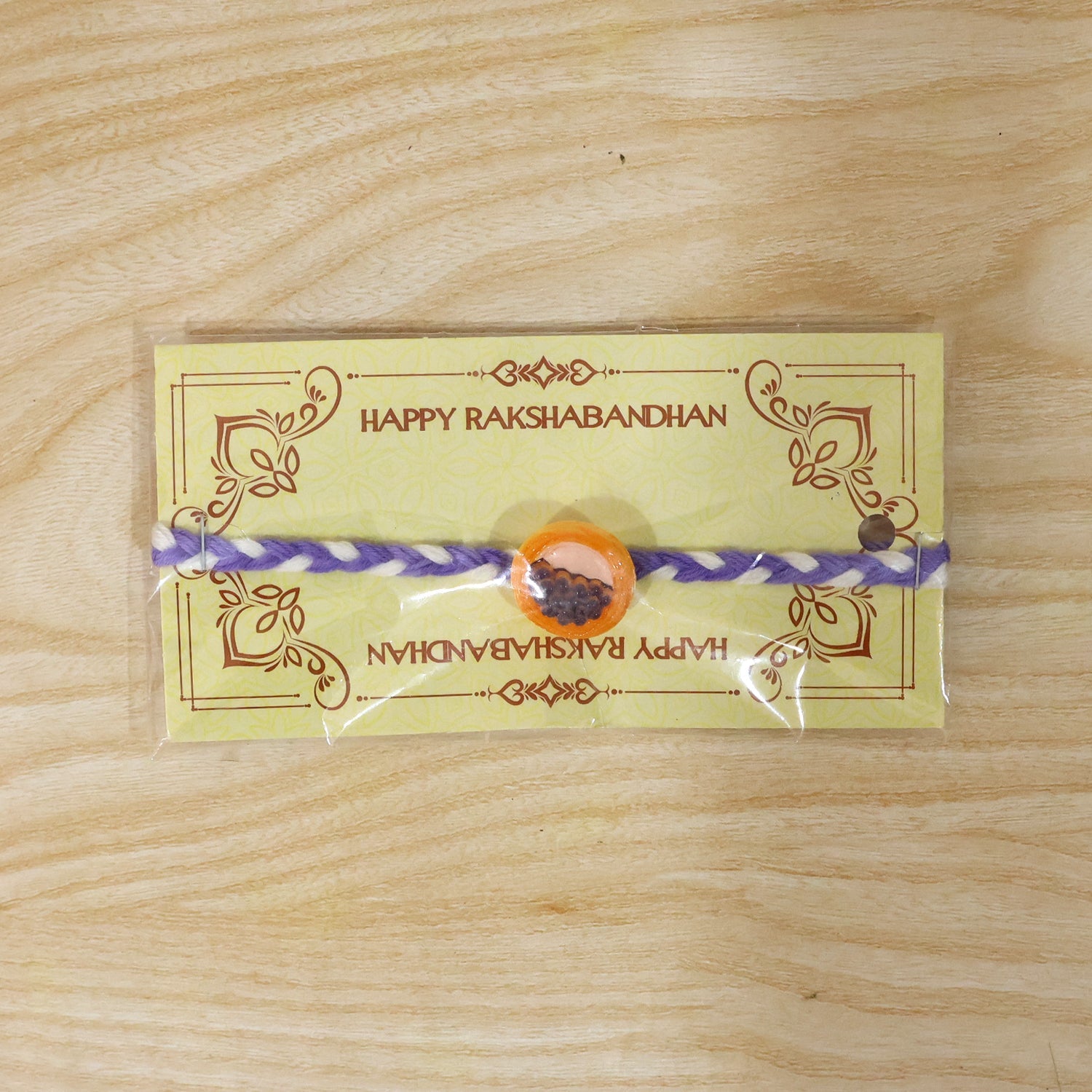 Cute Grapes Basket Charm Braided Thread Kids Rakhi for Brother (1 Pc)