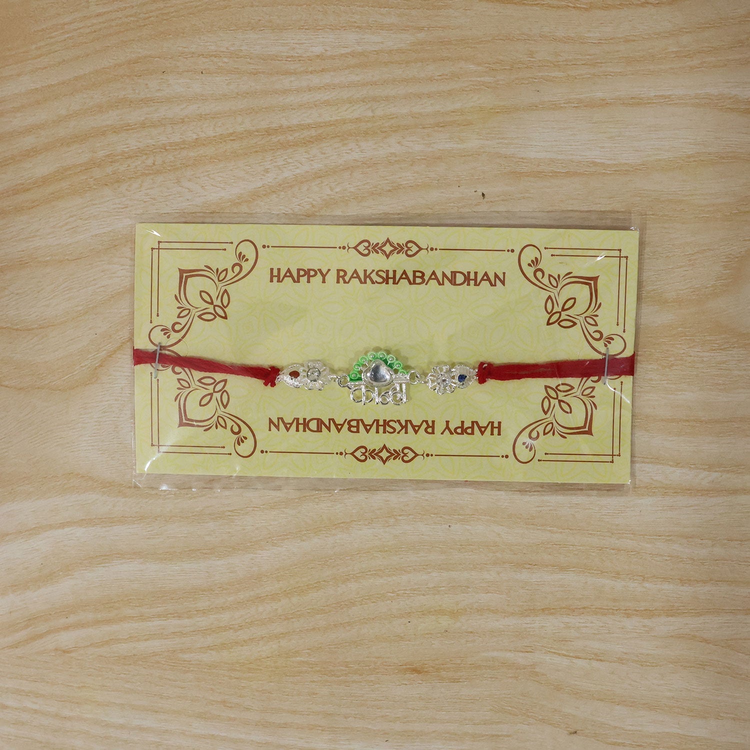 Silver Kanha Mor Charm With Dori Rakhi for Brother (1 Pc)