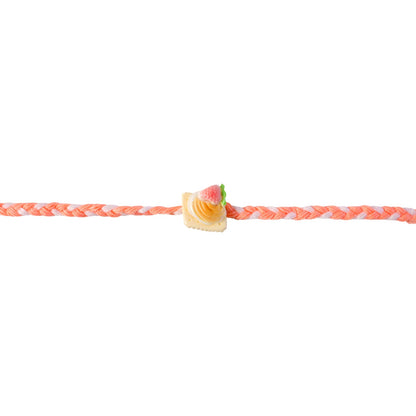 Cute Strawberry Biscuit Charm Braided Thread Kids Rakhi for Brother (1 Pc)