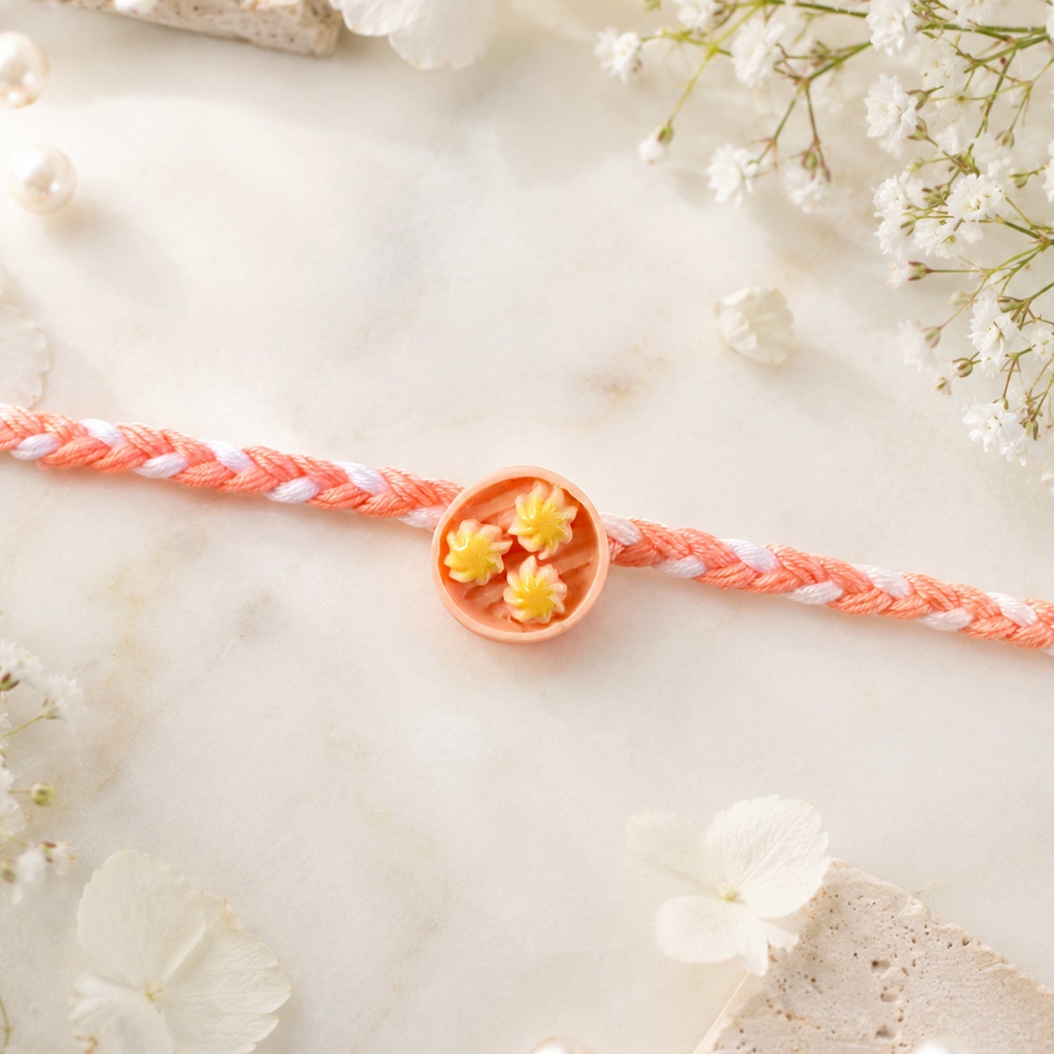 Sweet Round Charm Braided Thread Rakhi for Brother (1 Pc)